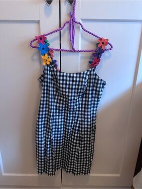 Vintage gingham dress with flower straps